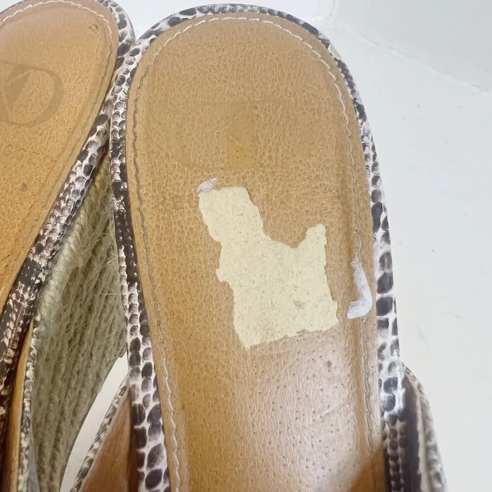 Kelsi Dagger Brooklyn Wedge Snakeprint Leather Espadrille Sandal Size 7.5